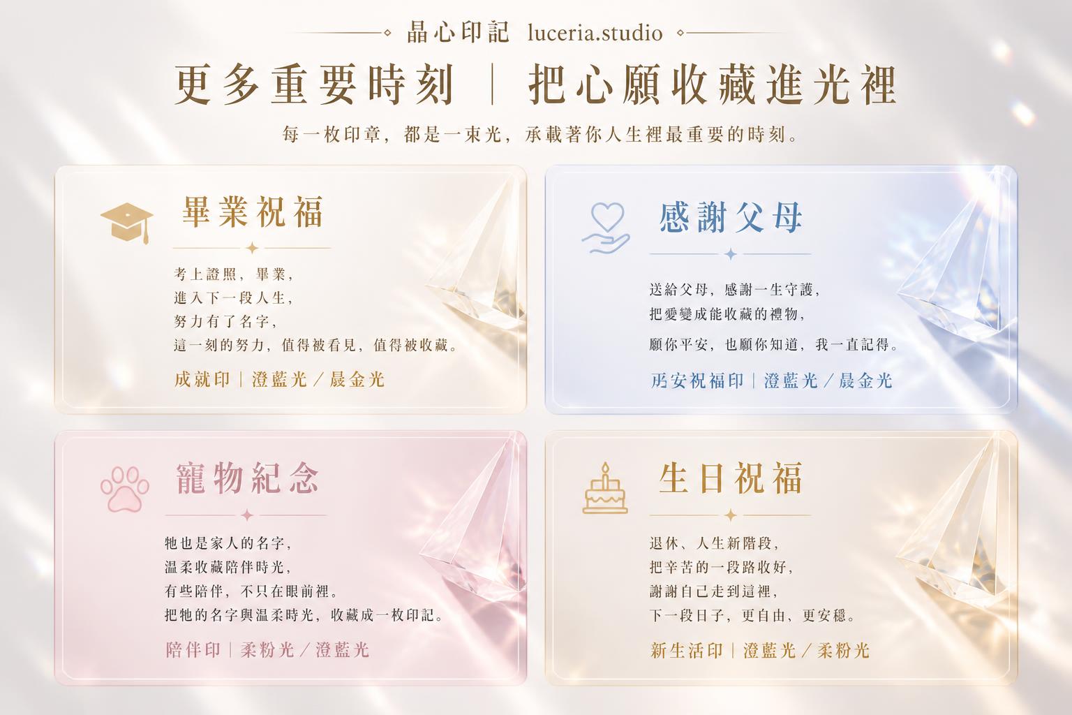 畢業、感謝父母、寵物與生日等更多紀念情境